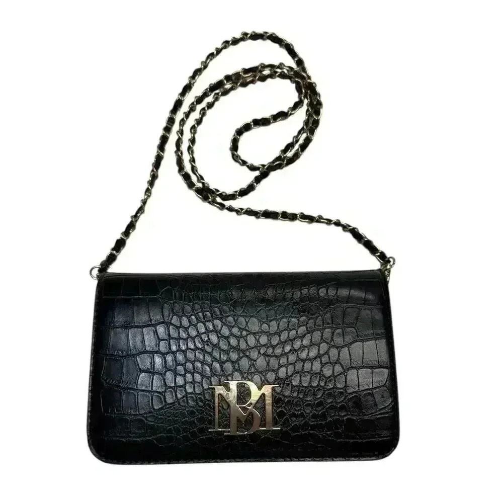 Badgley Mischka Black Crossbody Crocodile Bag / Clutch - Picture 3 of 15